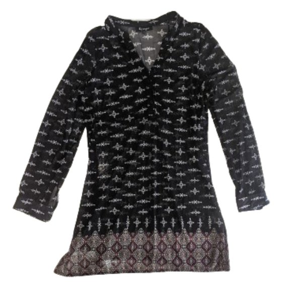 Black Sheer Boho Tunic Blouse Size Large - Picture 5 of 6